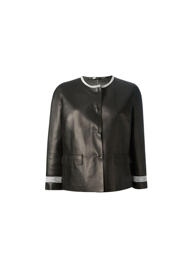 black leather cropped jacket