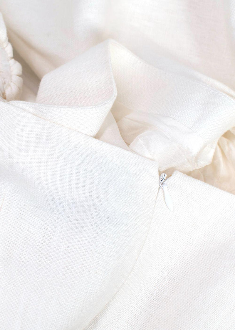 Rebecca de Ravenel Cream Linen First Impressions Mini Dress