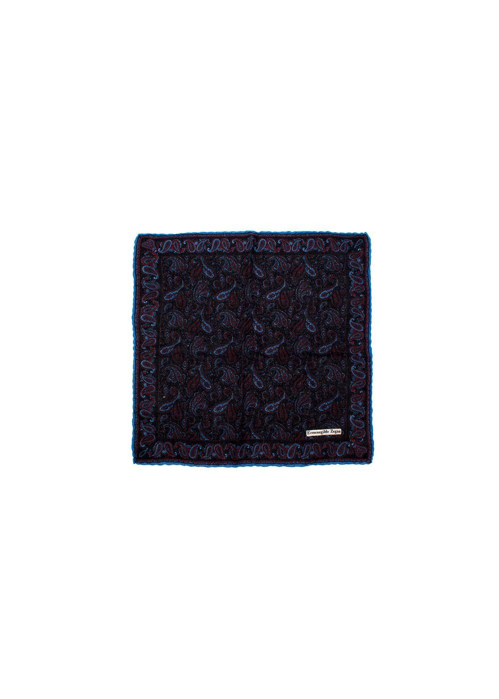 Navy Paisley Pocket Square