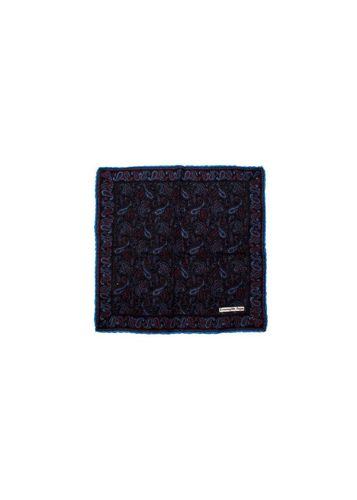 Navy Paisley Pocket Square