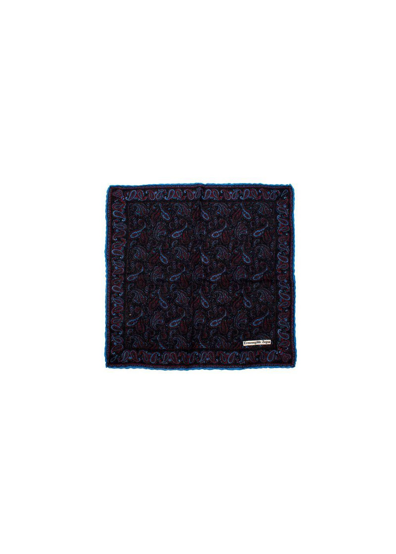 Navy Paisley Pocket Square
