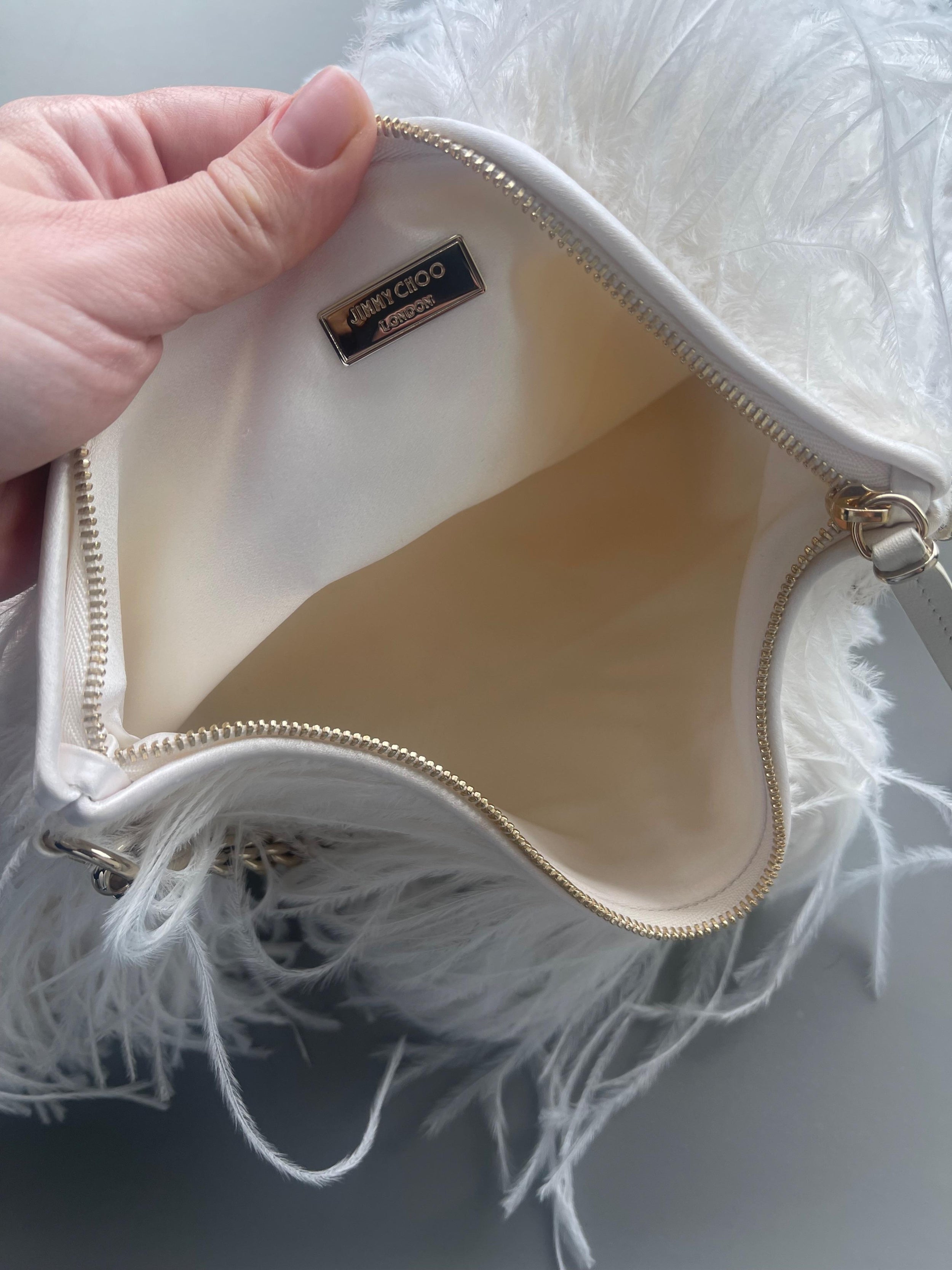 Jimmy Choo White Ostrich Feather Clutch
