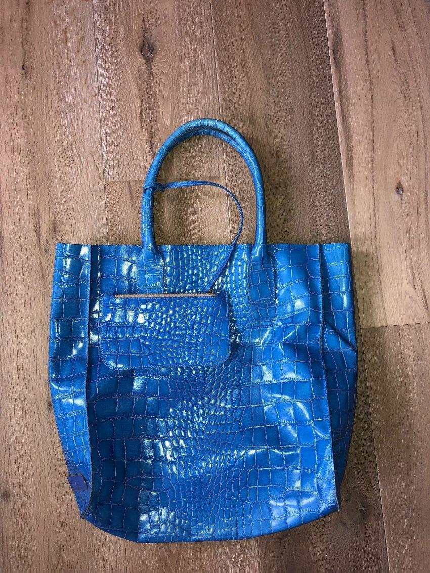 Avila Mykonos Blue Leather Bag