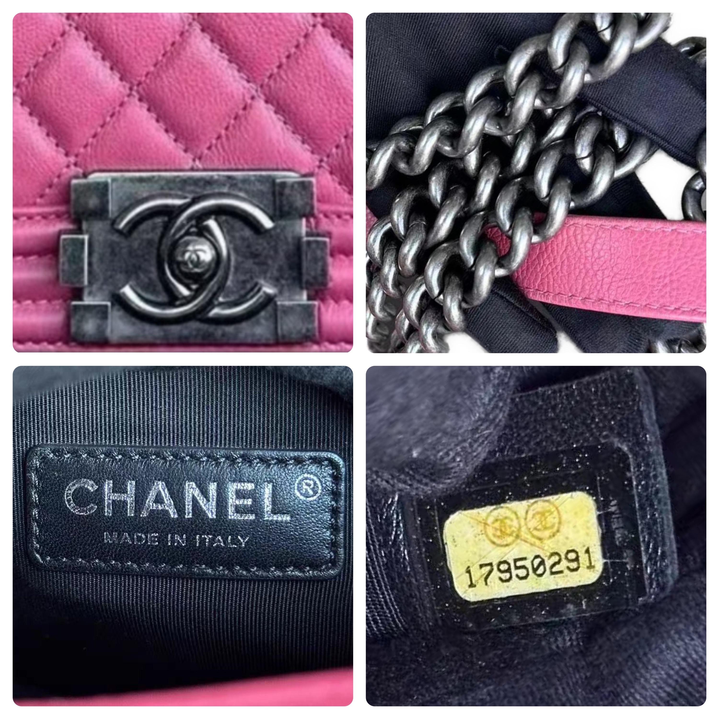 Pink Grained Leather Medium Boy Bag