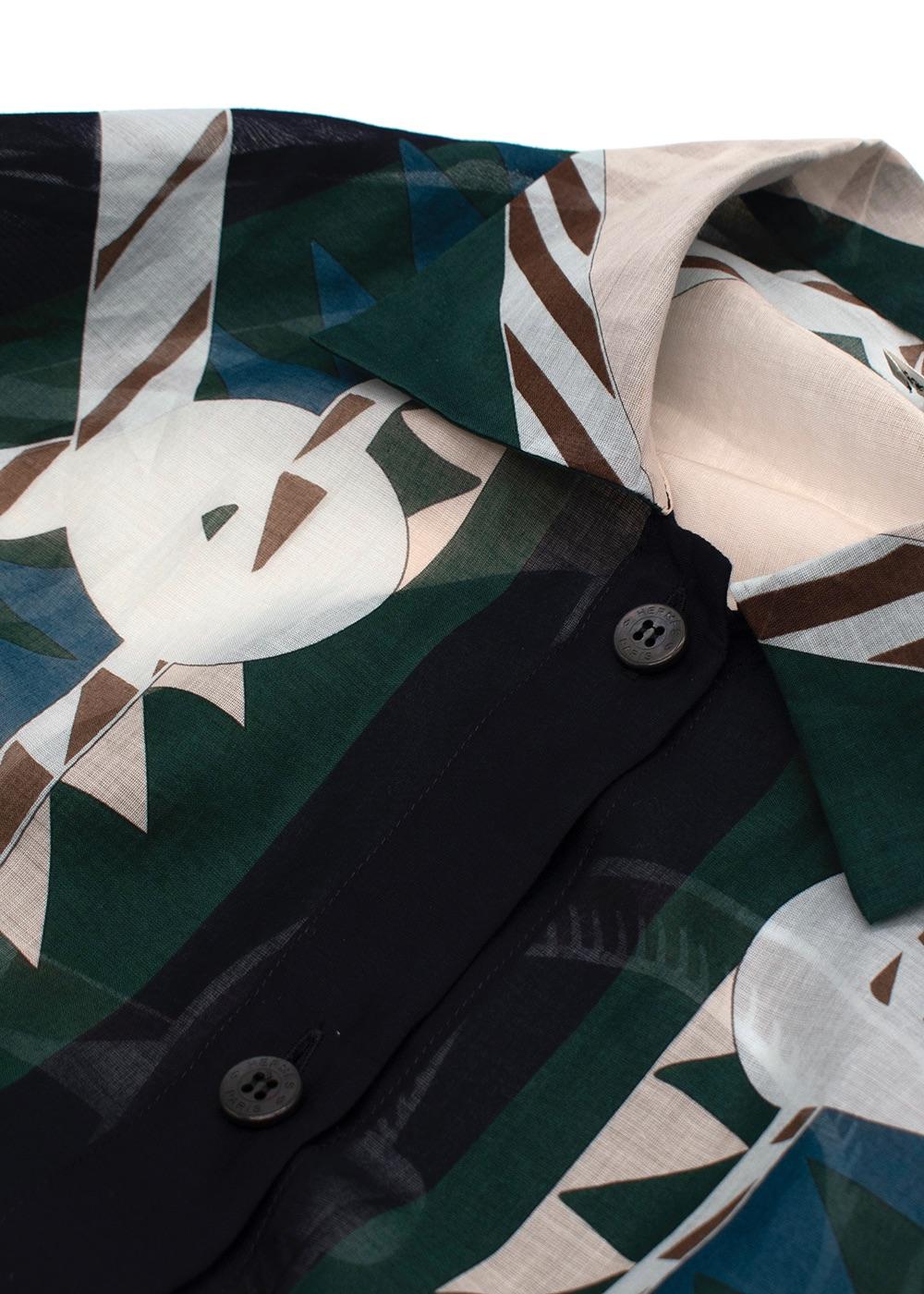 Hermes Blue Patterned Cotton Shirt