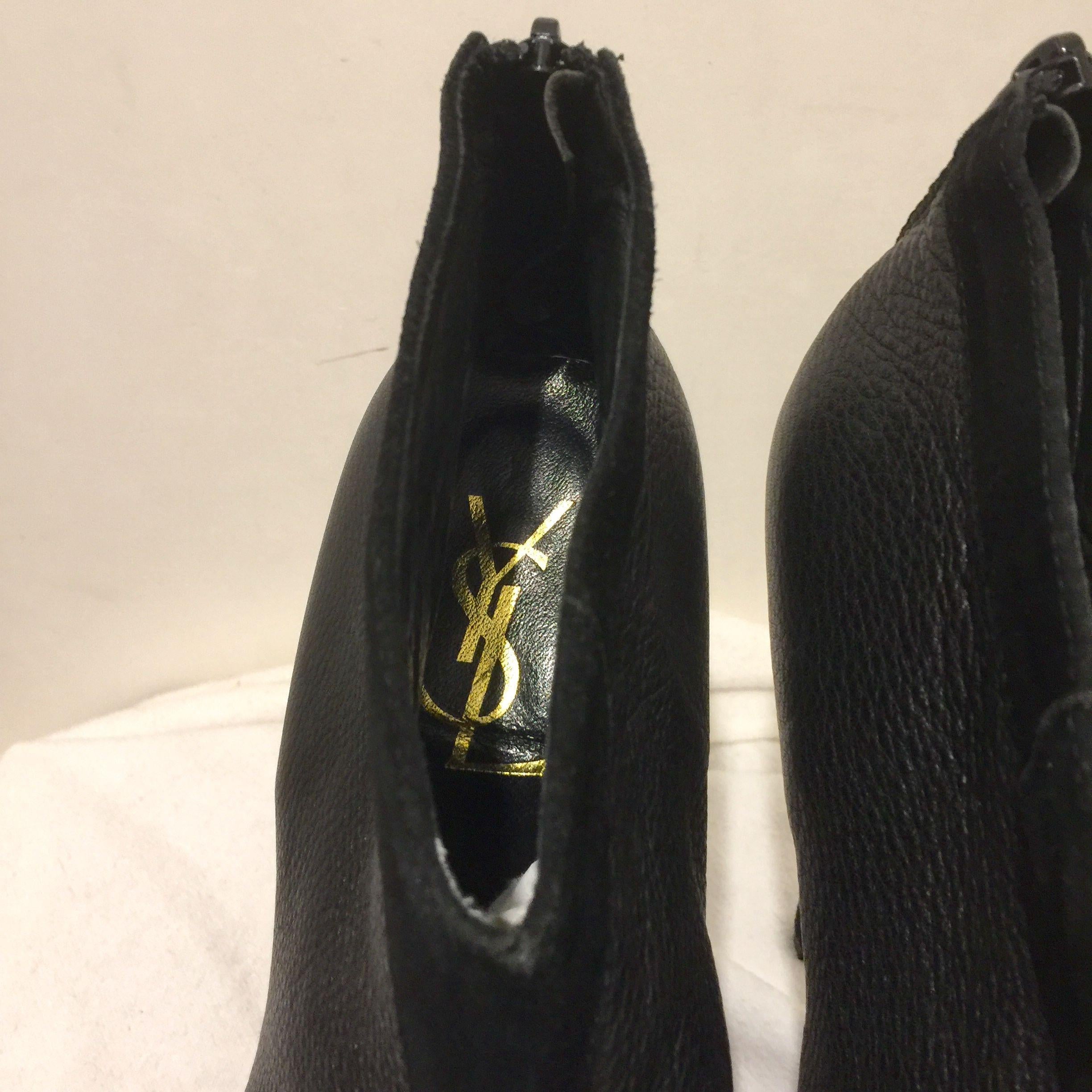 Vintage Black Leather & Suede Platform Heeled Easy Booties