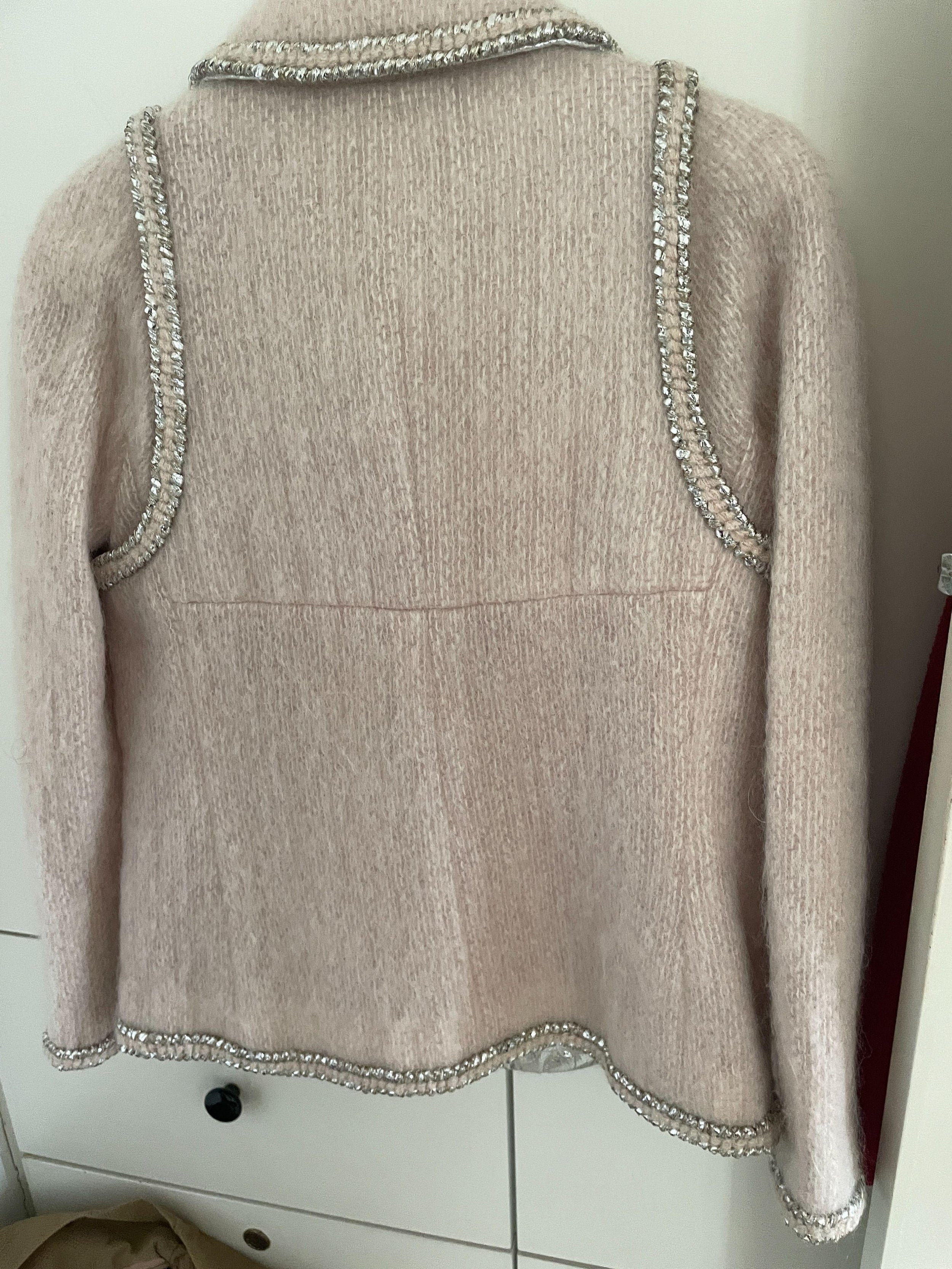 Chanel Beige Wool Jacket with Pearl Button Detail