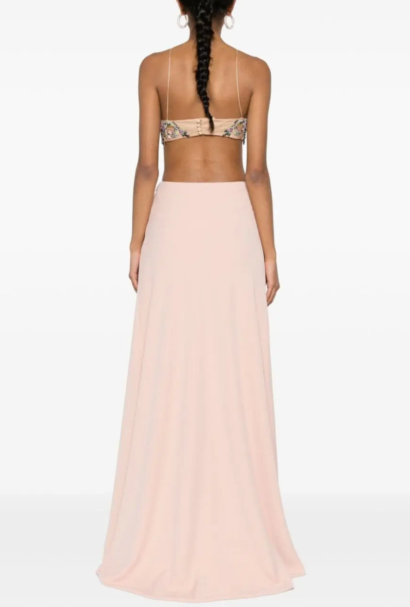 Costarellos  Floral-Appliqué Maxi Dress