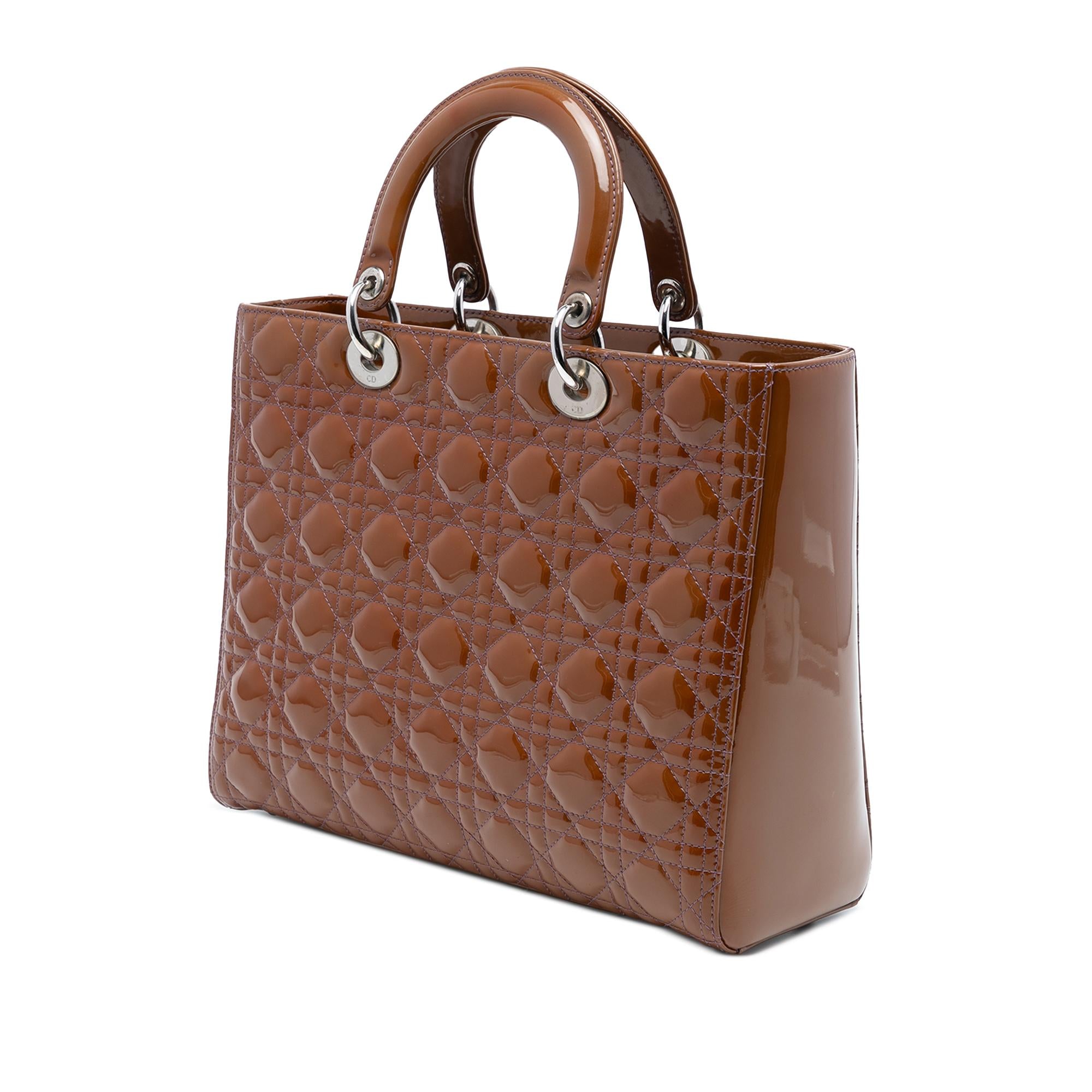Dior Tan Large Patent Cannage Lady Dior