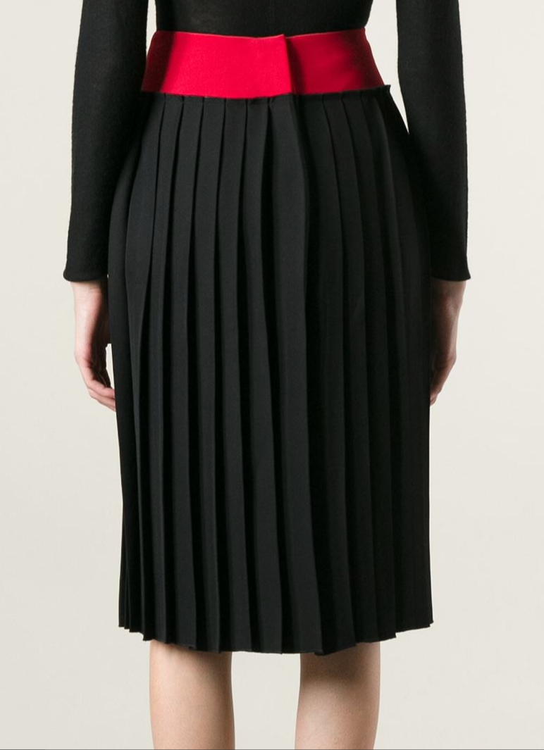 Victoria Beckham Colour-Block Pleated Midi Skirt