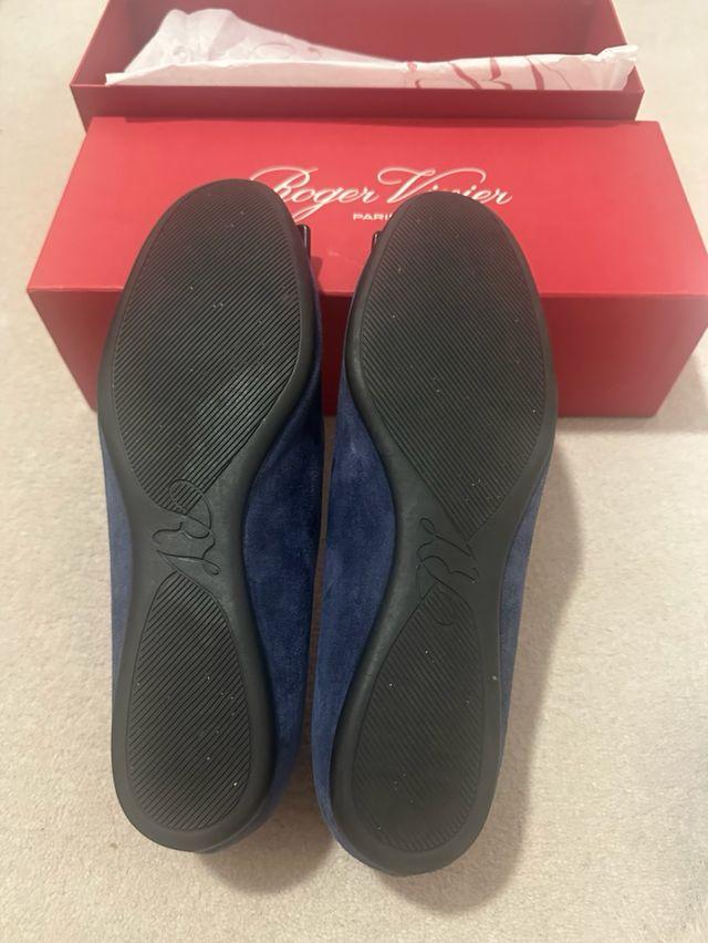 Roger Vivier Navy Suede Flats