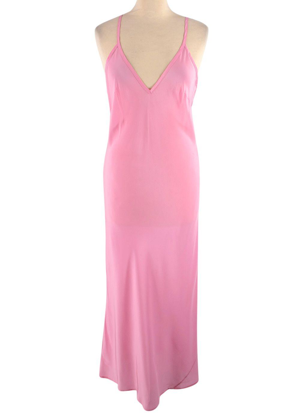 Brandon Maxwell Pink and Teal Pleated Silk  Dress