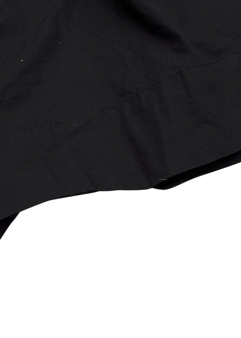Ganni Black Cotton Poplin Open Neck Smock Midi Dress