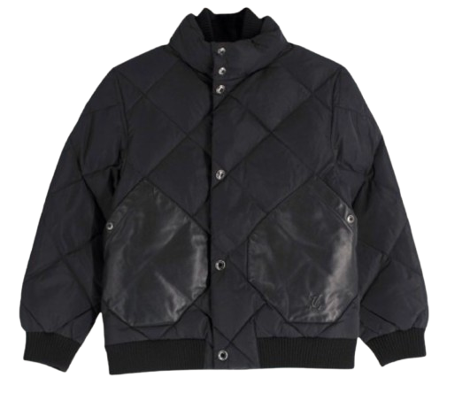 Louis Vuitton Kid's Black Quilted Jacket With Leather Pockets