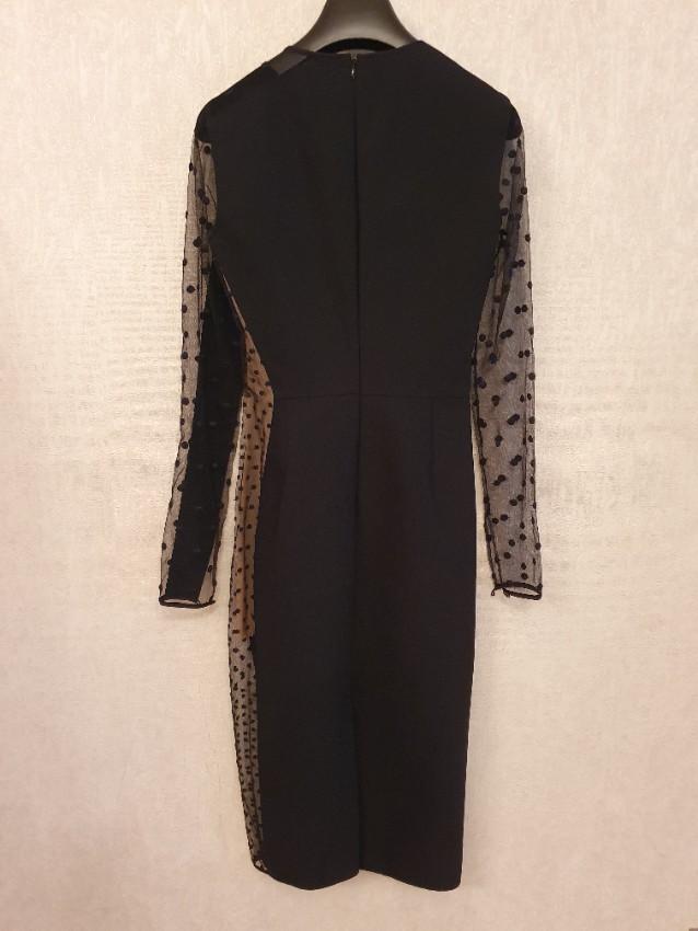 Stella McCartney Black Cady & Dotted Tulle Dress