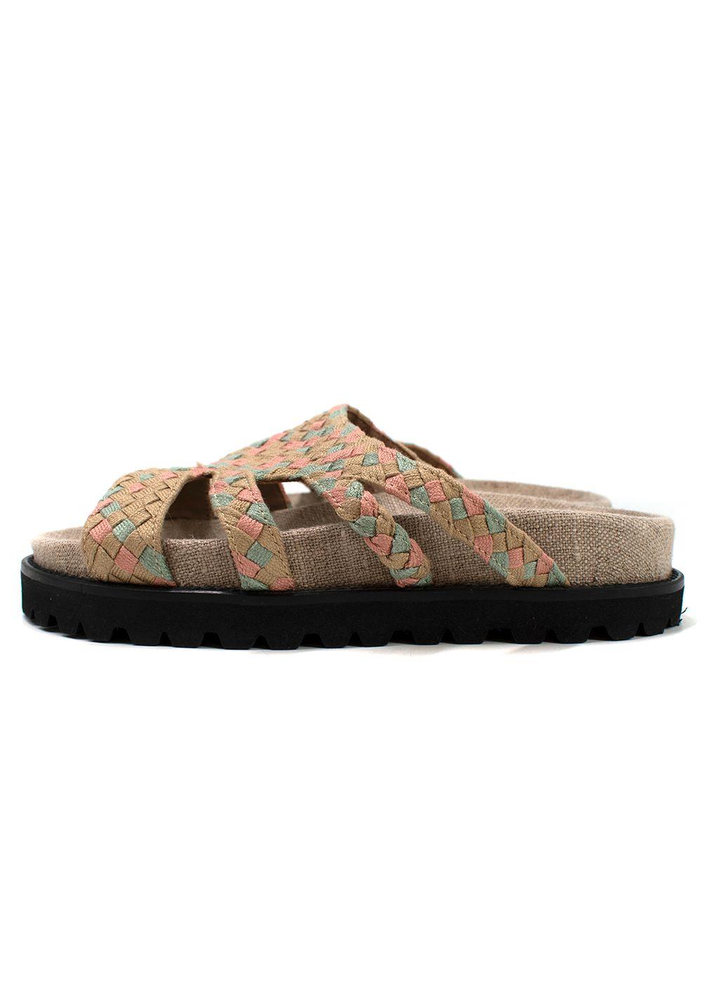 Alberta Ferretti Woven Beige Sandals
