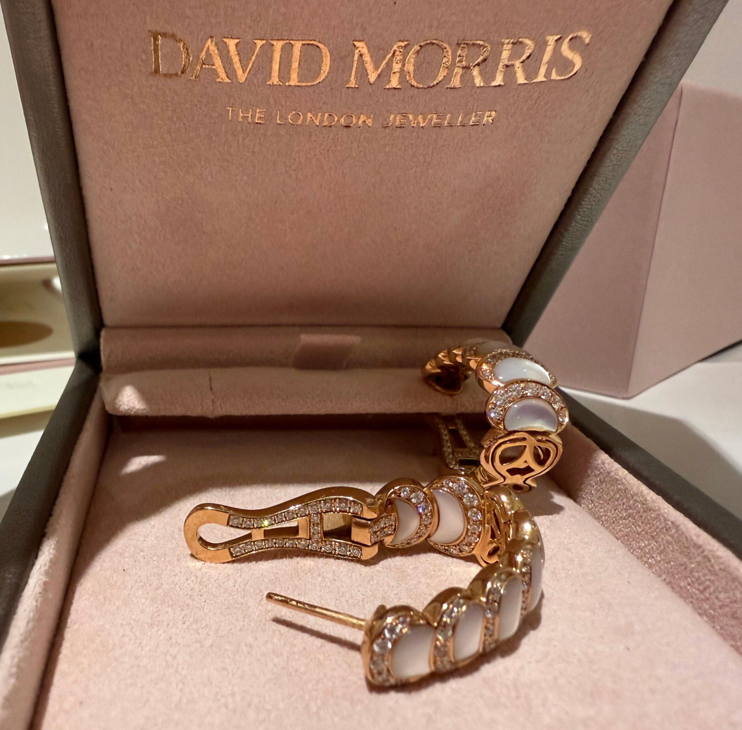 David Morris Diamond Set Mother Of Pearl Fortuna Earrings