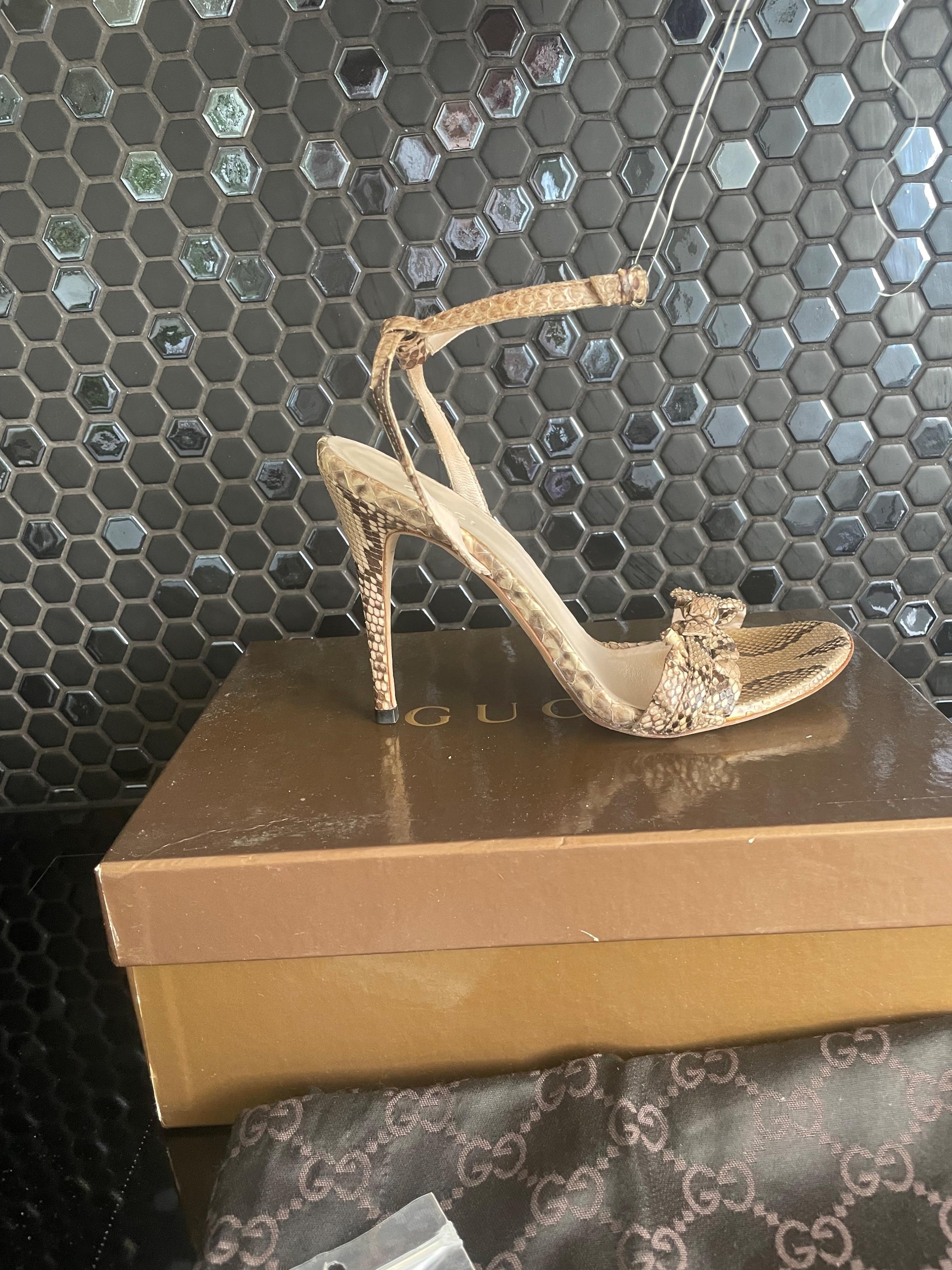 Gucci Python Heeled Sandals