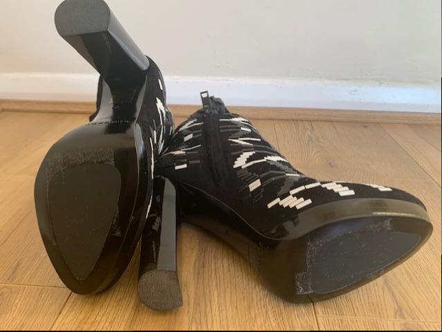 Burberry Prorsum Black & White Beaded Suede 115 Ankle Boots