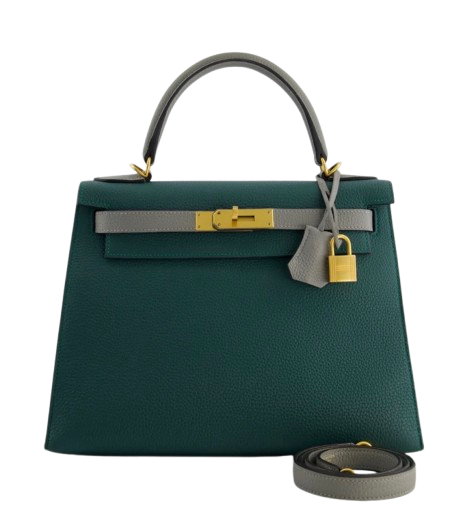 Hermes Malachite And Gris Mouette Togo Leather Kelly 28