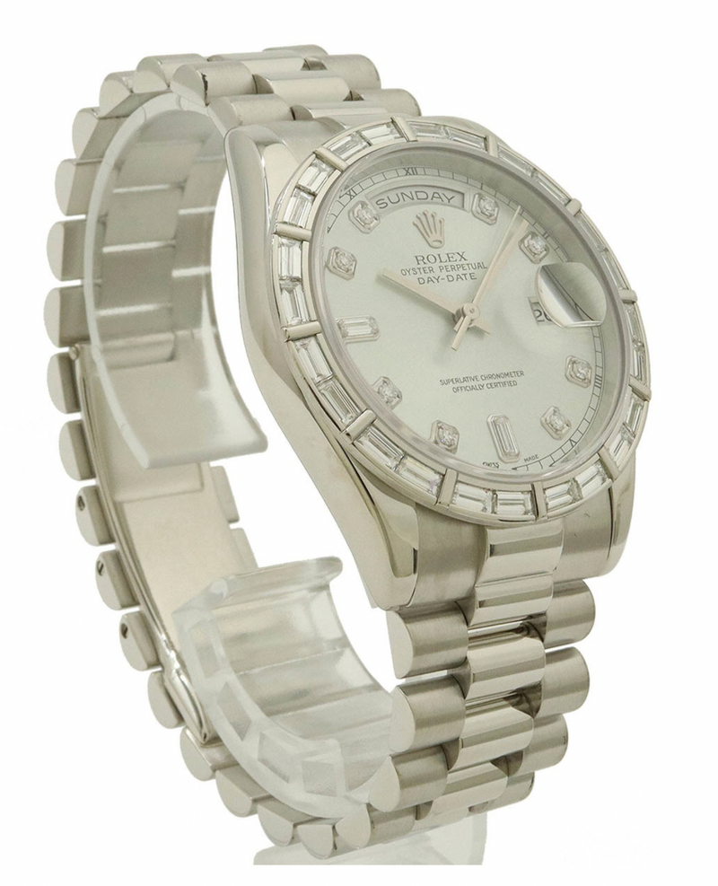 Rolex Day-Date Silver Watch 36mm