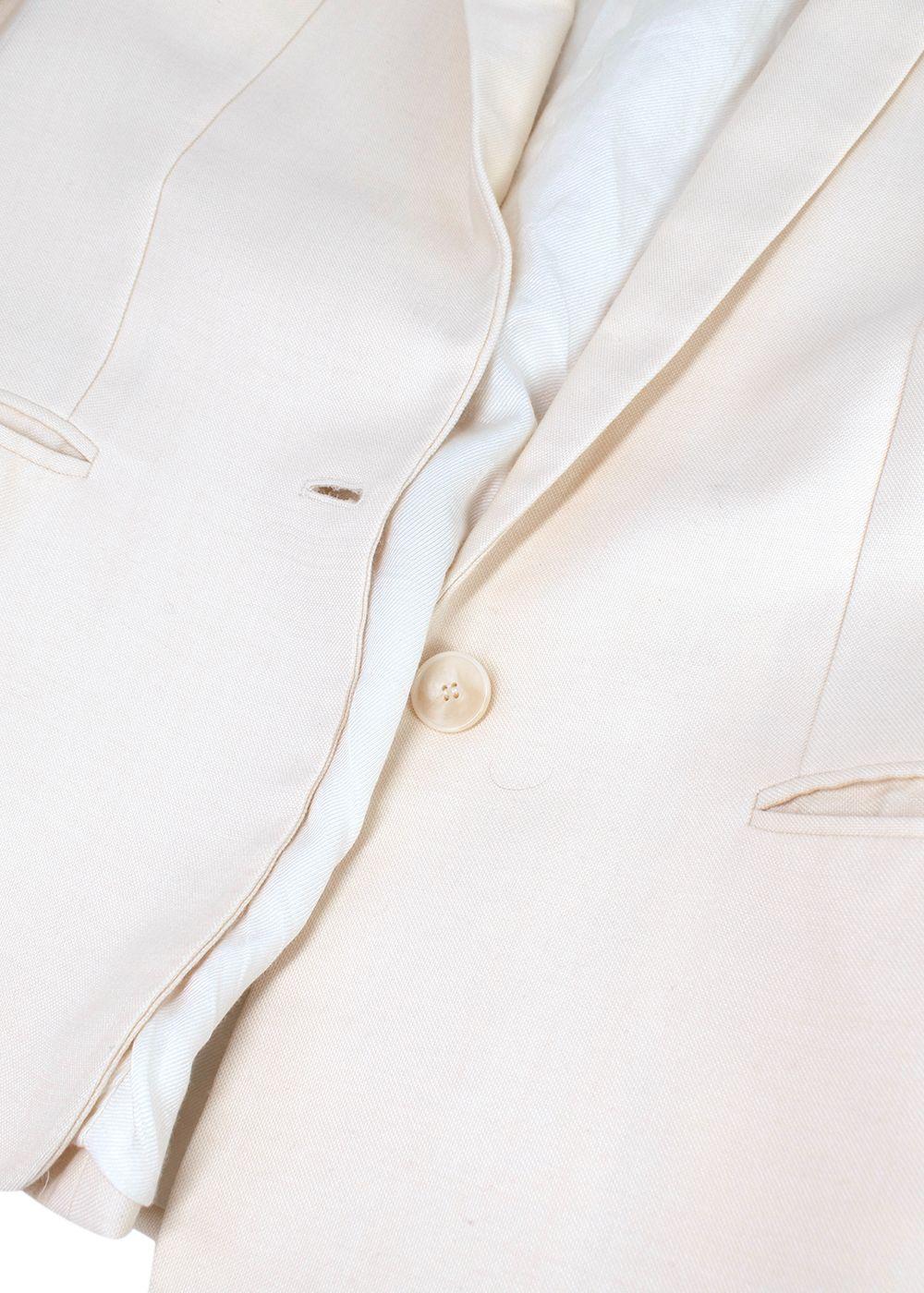 Cream Wool Blend Single Breasted Blazer