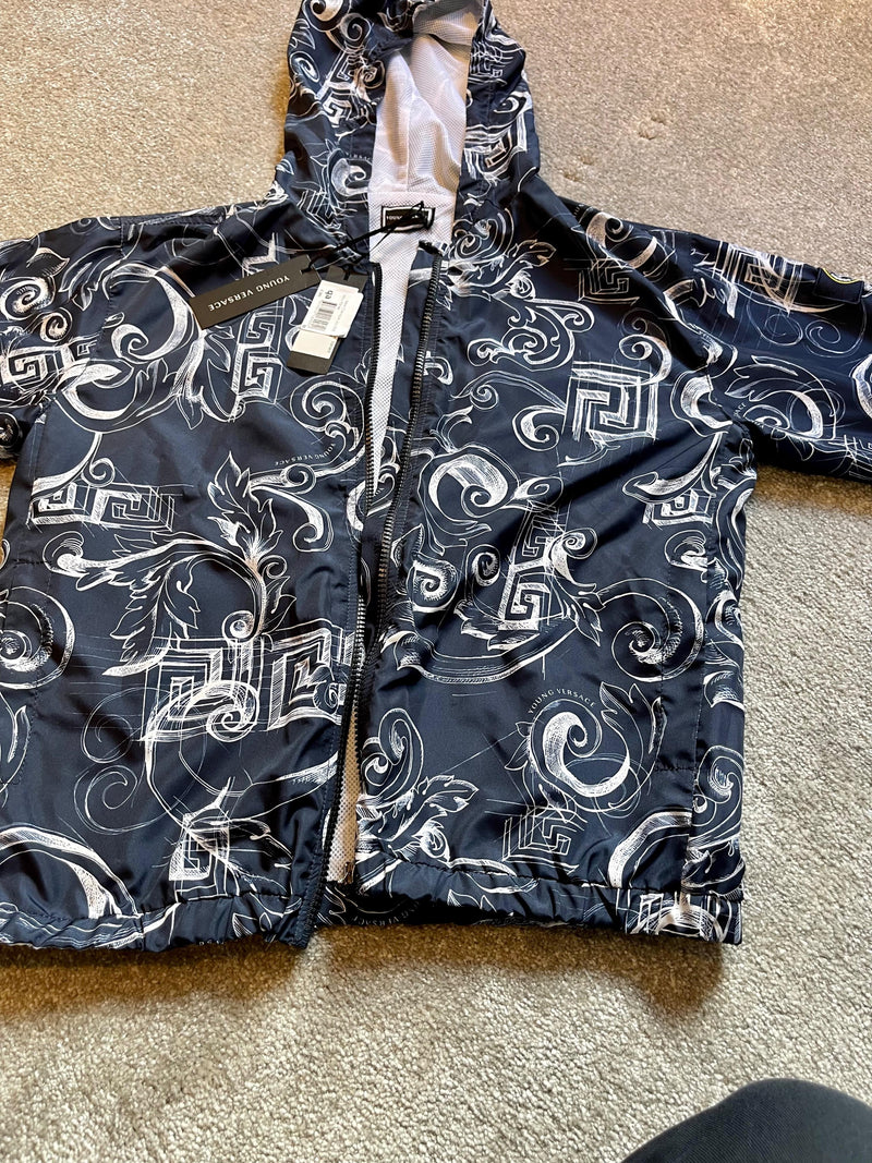 Boys 8-10Y  Windbreaker Jacket with Filigree and Greek Key Pattern