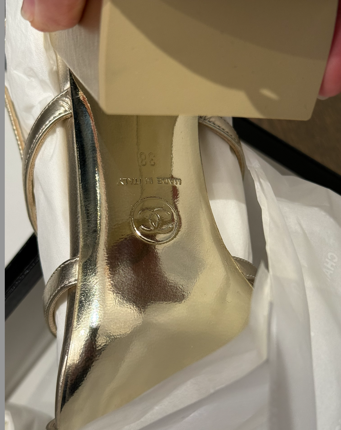 Chanel Gold Resort Show Runway Shoes from 2206 Show