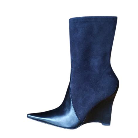 Casadei Suede & Leather Wedge Booties
