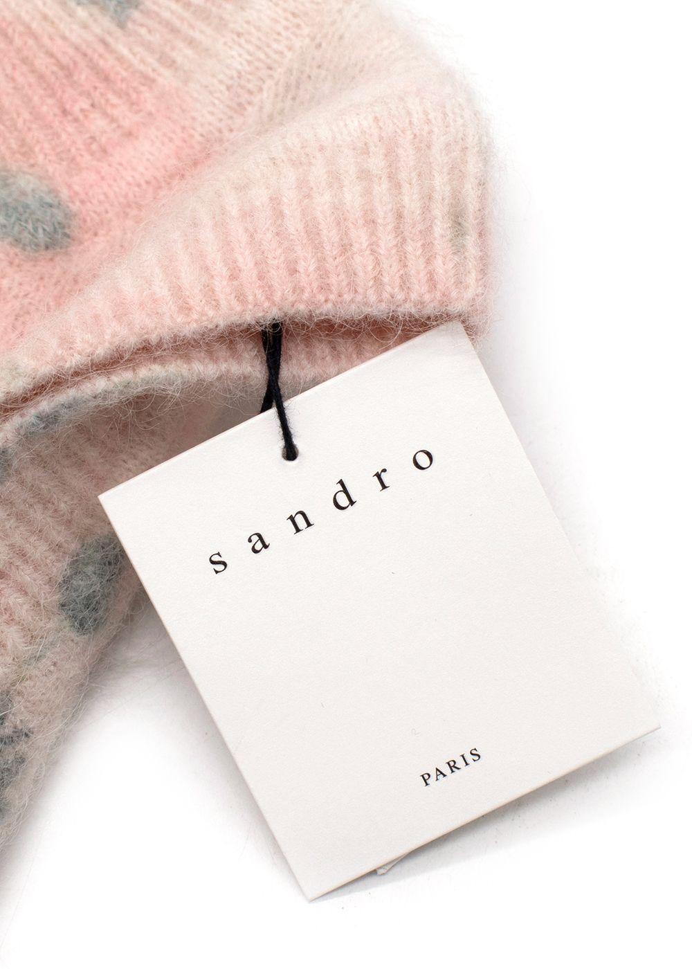 Sandro Pink Floral Mohair Blend Sweater Vest