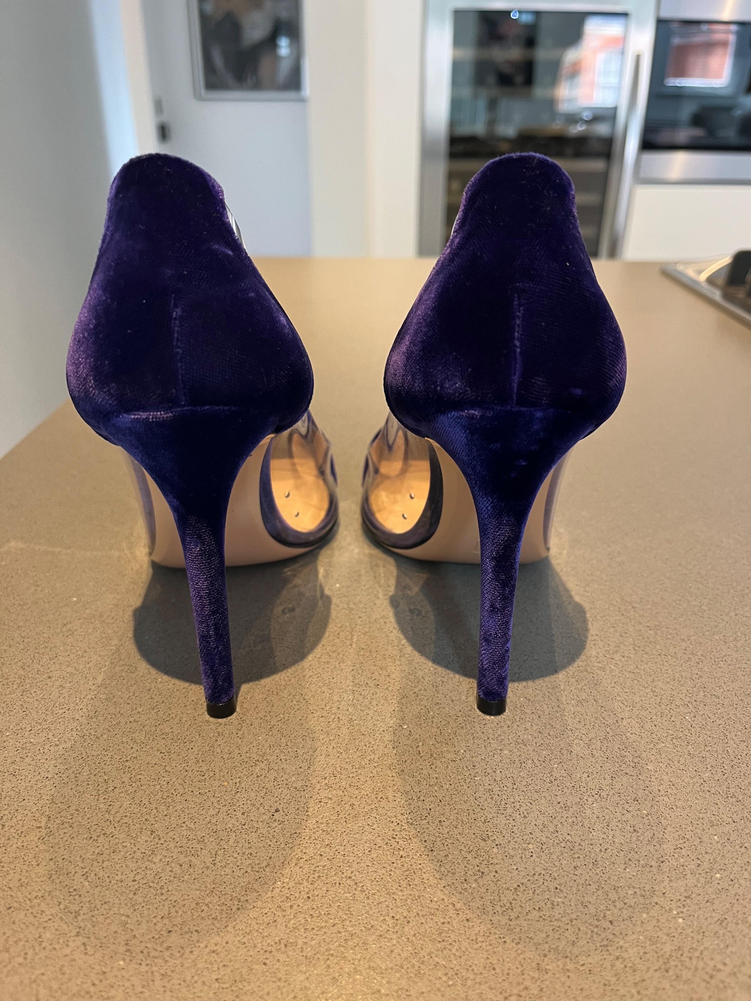 Gianvito Rossi Purple Velvet Plexi 105