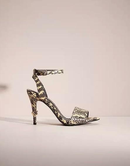 Coach Snakeskin Print Heeled Sandals