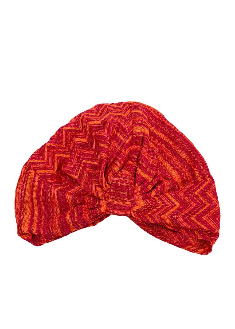 Missoni Red and Orange Glitter Knit Turban