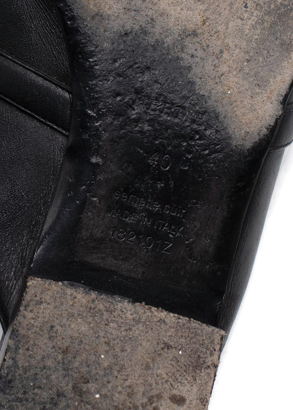 Hermes Black Leather Oz Flat Mules