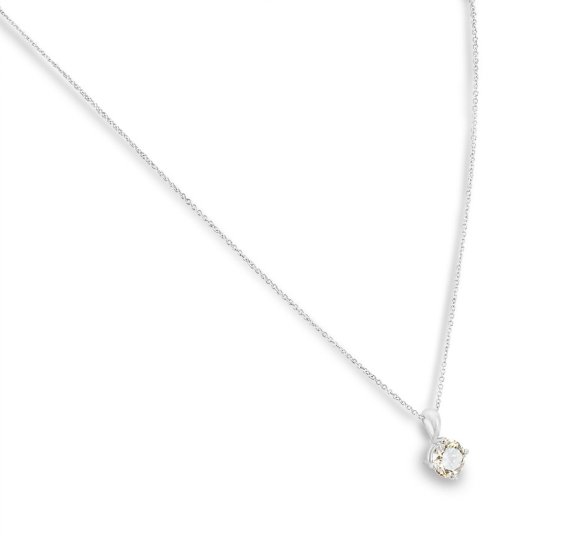 White Gold Round Brilliant Cut Diamond Pendant Necklace 1.50ct
