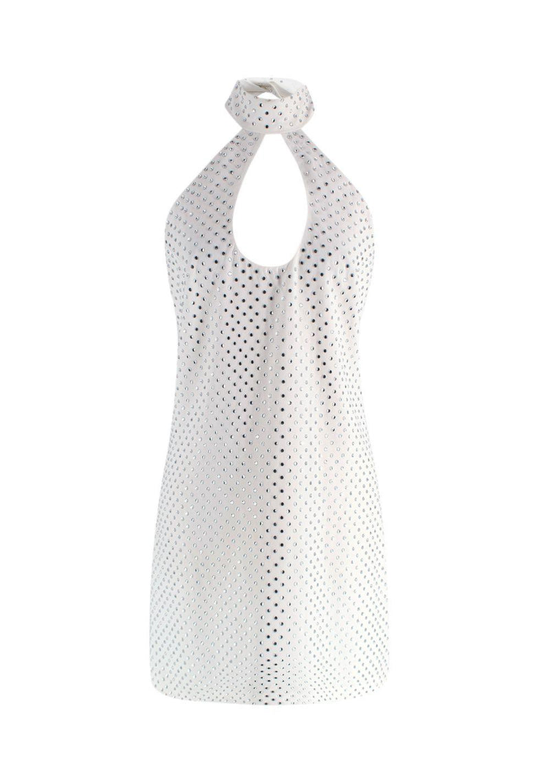 Amen White Rhinestone-Embellished Mini Dress