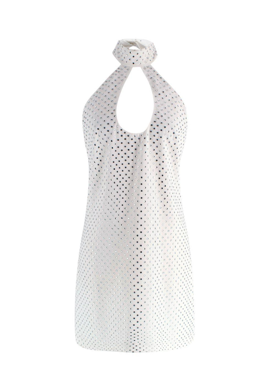 Amen White Rhinestone-Embellished Mini Dress