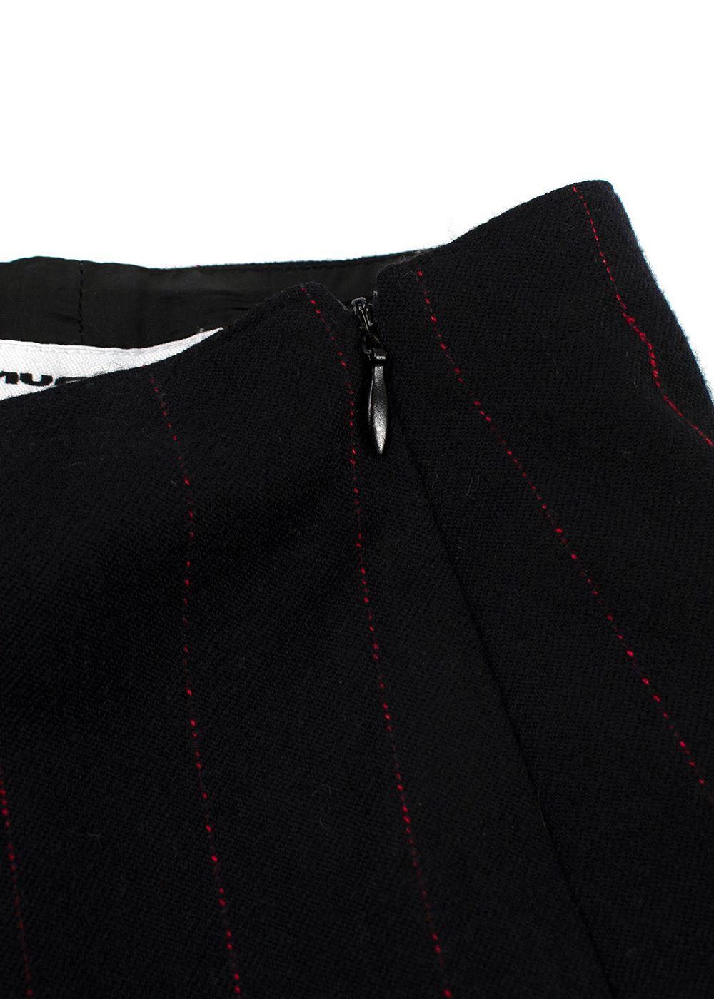 Mugler Black with Red Pinstripe Wool Trousers