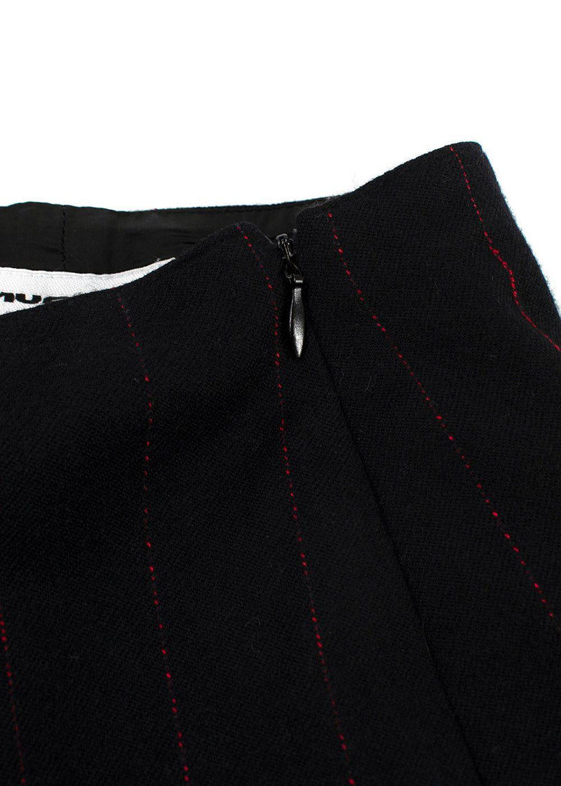 Mugler Black with Red Pinstripe Wool Trousers