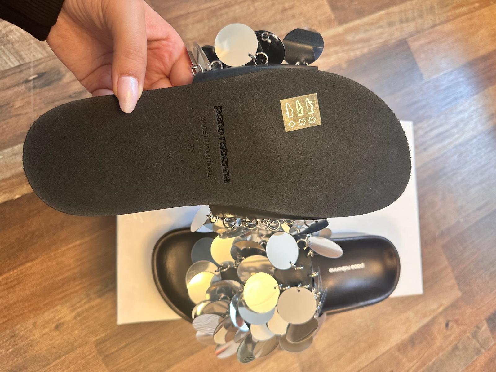 Paco Rabanne Silver Sequin Slides