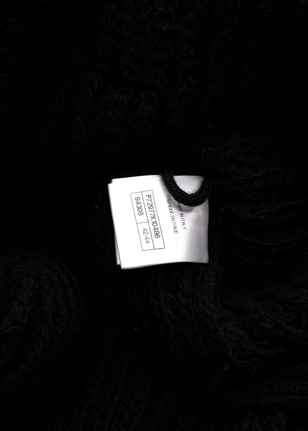 Chanel Black Longline Wool Cardigan with Embellished Button Detail