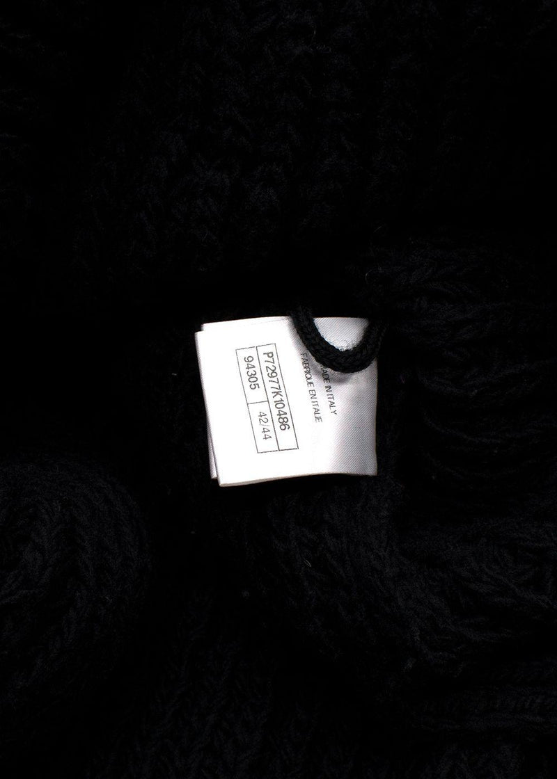 Chanel Black Longline Wool Cardigan with Embellished Button Detail