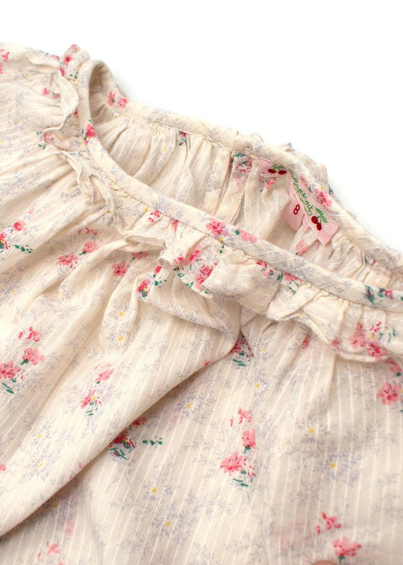 Kids 8Y Ivory Floral Striped Top
