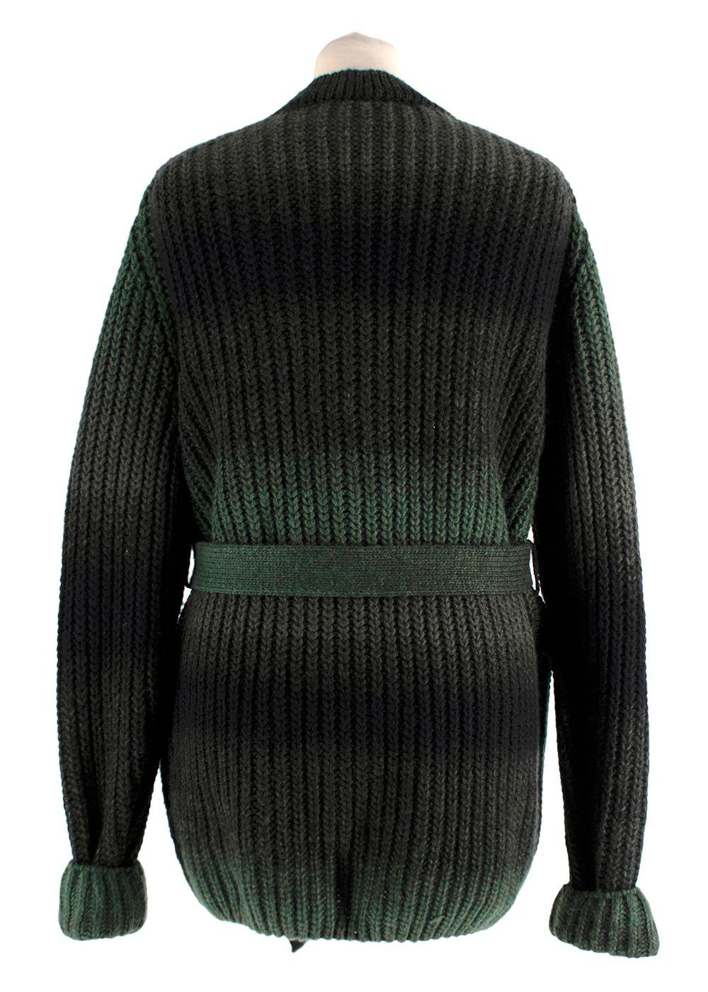 Golden Goose Green Alpaca and Wool Blend Belted Cardigan