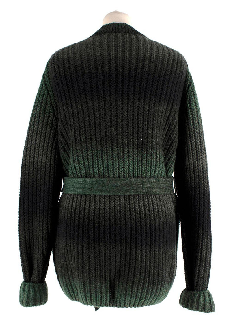 Golden Goose Green Alpaca and Wool Blend Belted Cardigan