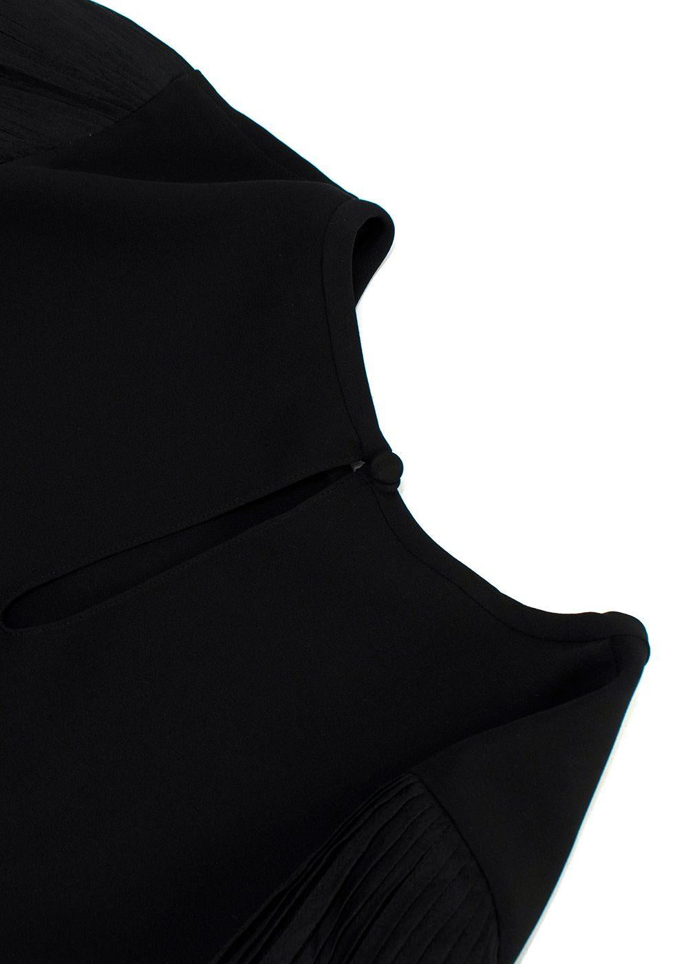 Oscar De La Renta Mesh Trimmed Black Silk Blend Top
