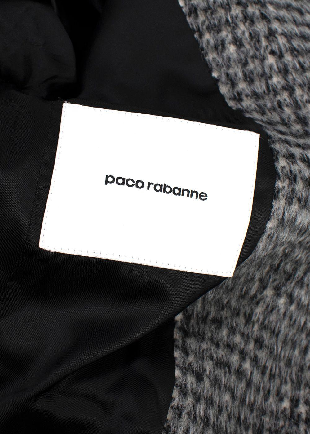 Paco Rabanne Grey Alpaca Blend Houndstooth Coat