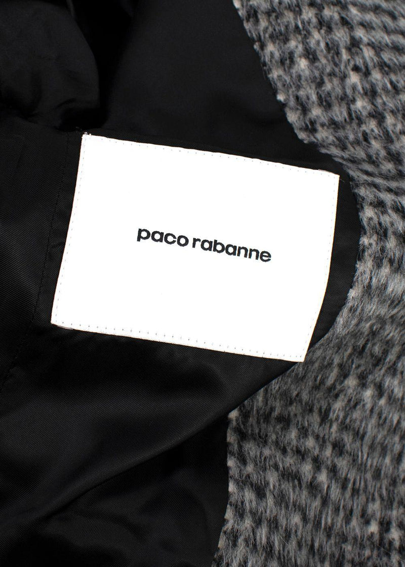 Paco Rabanne Grey Alpaca Blend Houndstooth Coat