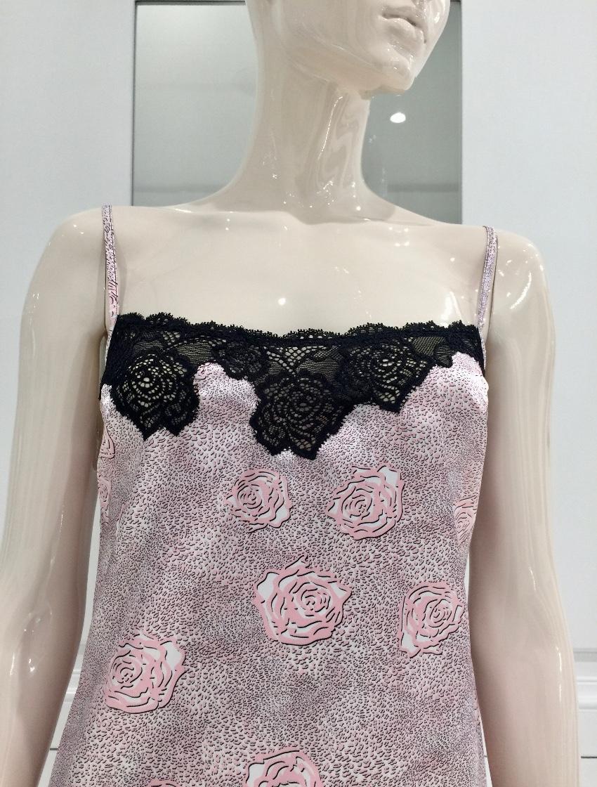 Cotton Club Couture Rose Satin & Leavers Lace Chemise