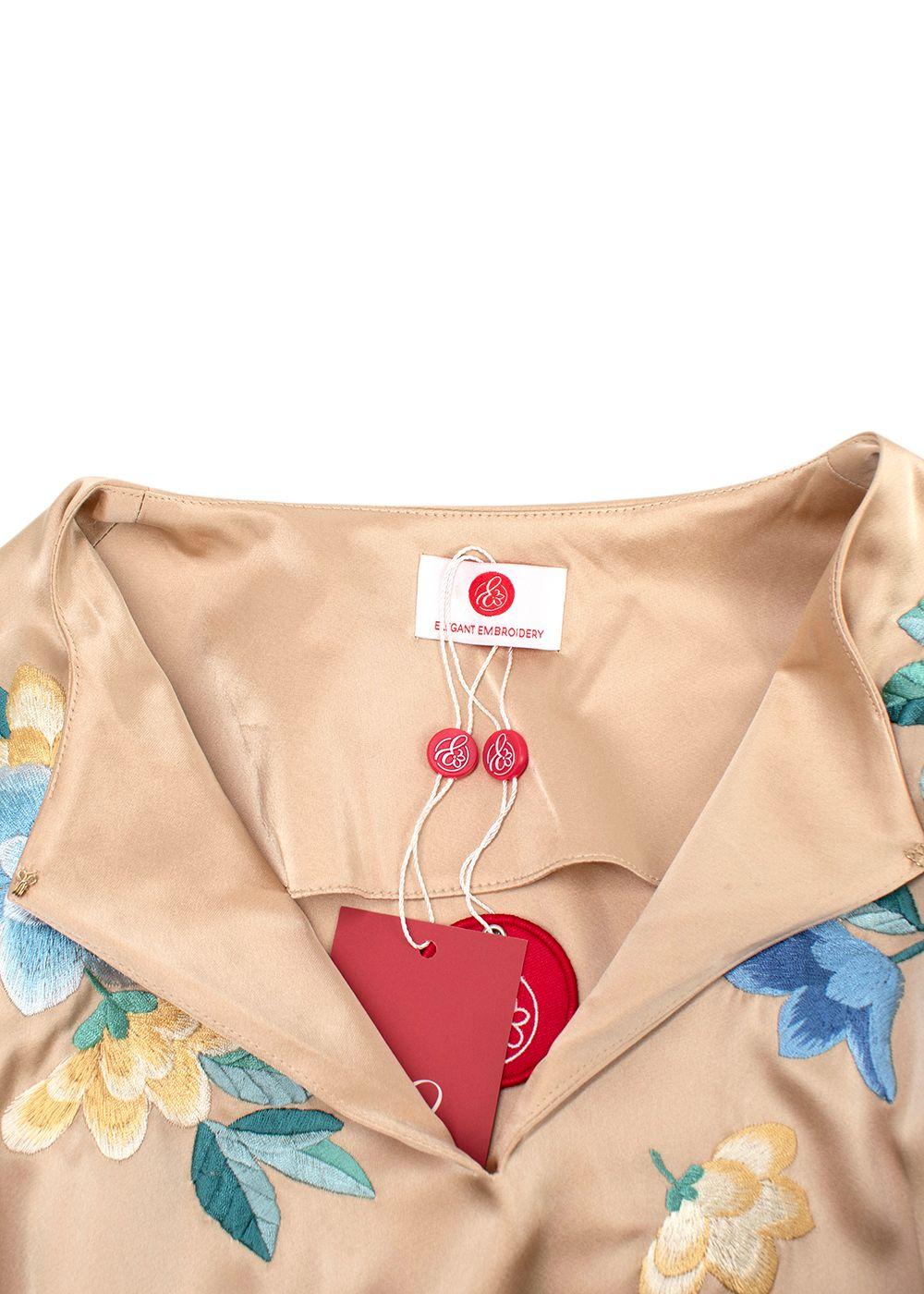Elegant Embroidery Gold Satin Embroidered Kaftan